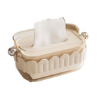 Tissue Dispenser Box Modern Cute Home Desktop Plastic Tissue Container for Living Room Dining Room Kitchen White