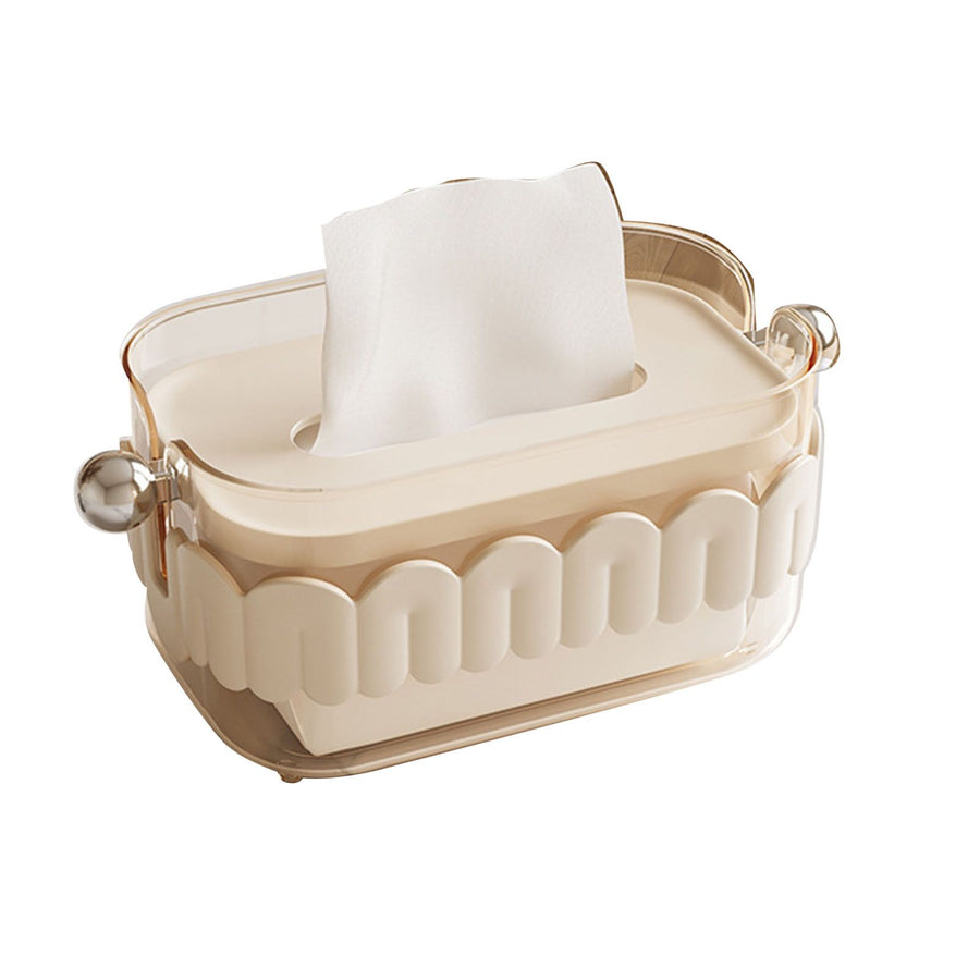 Tissue Dispenser Box Modern Cute Home Desktop Plastic Tissue Container for Living Room Dining Room Kitchen White
