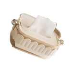 Tissue Dispenser Box Modern Cute Home Desktop Plastic Tissue Container for Living Room Dining Room Kitchen White