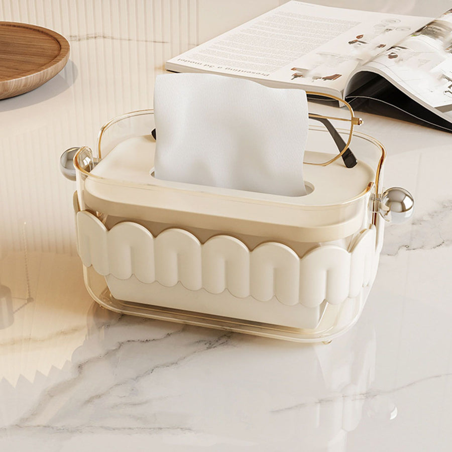 Tissue Dispenser Box Modern Cute Home Desktop Plastic Tissue Container for Living Room Dining Room Kitchen White