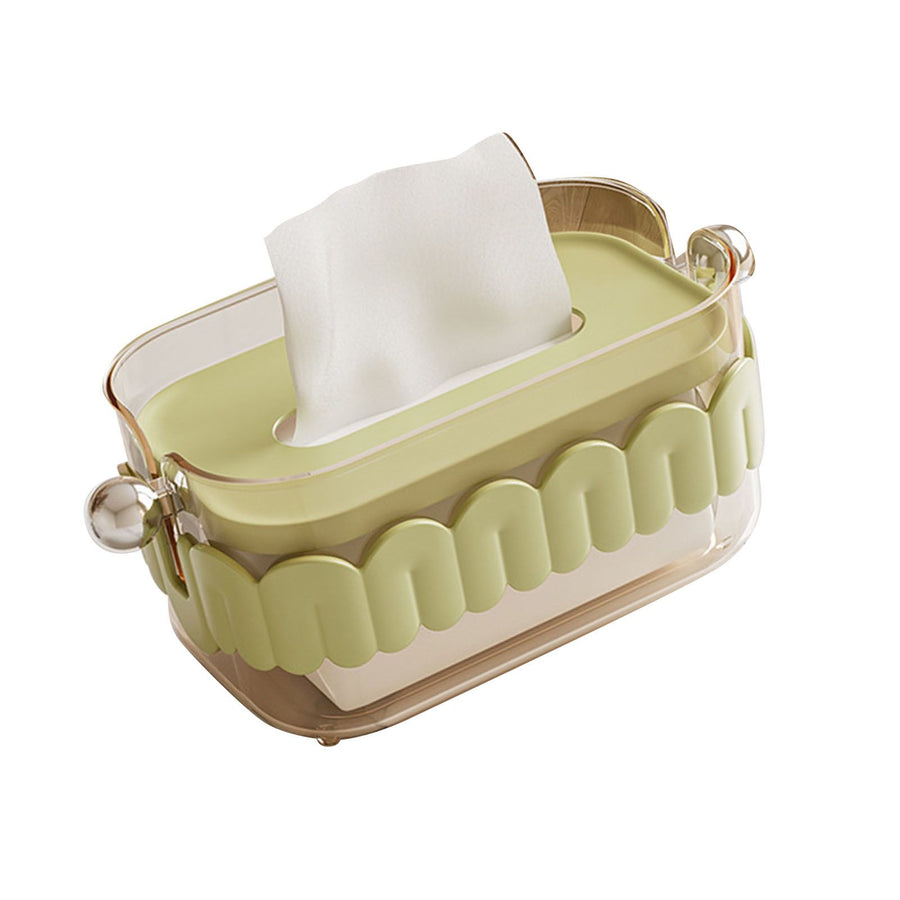 Tissue Dispenser Box Modern Cute Home Desktop Plastic Tissue Container for Living Room Dining Room Kitchen Green