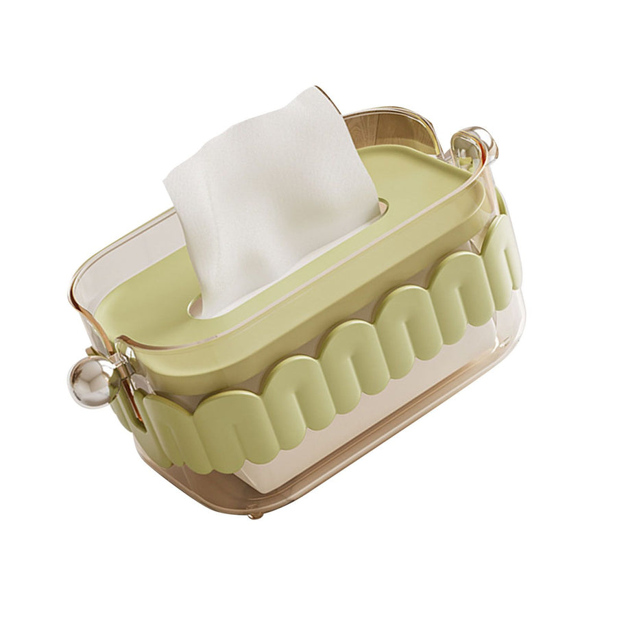 Tissue Dispenser Box Modern Cute Home Desktop Plastic Tissue Container for Living Room Dining Room Kitchen Green