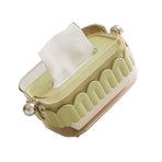 Tissue Dispenser Box Modern Cute Home Desktop Plastic Tissue Container for Living Room Dining Room Kitchen Green