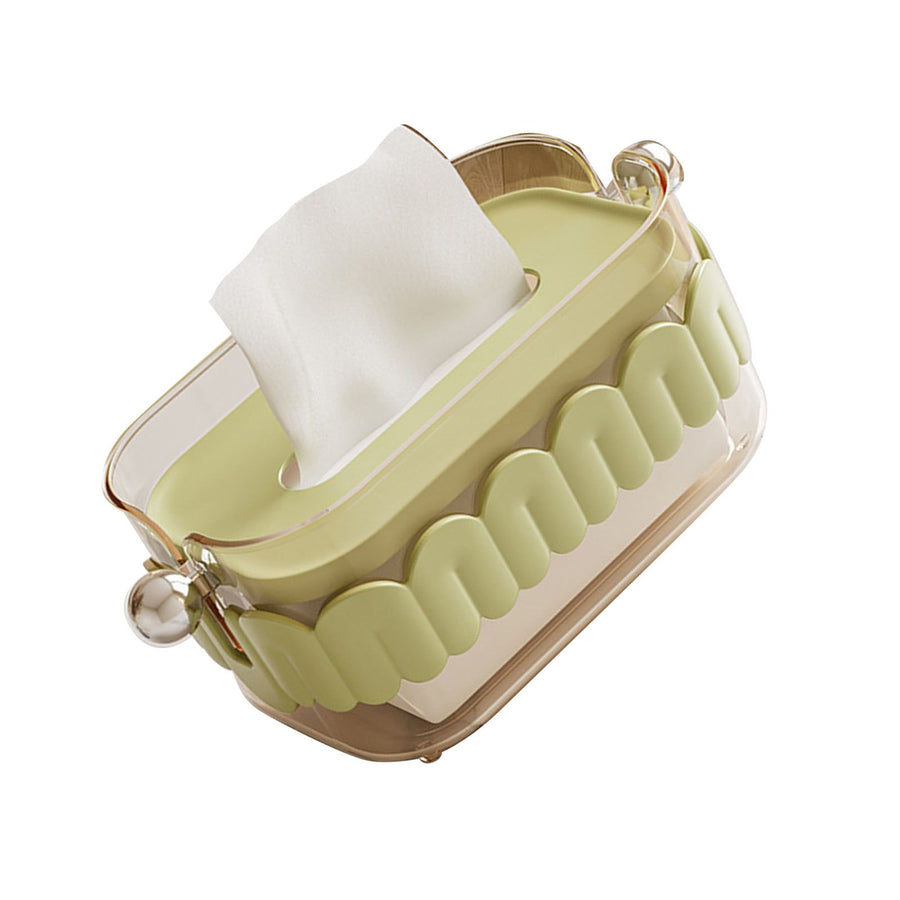 Tissue Dispenser Box Modern Cute Home Desktop Plastic Tissue Container for Living Room Dining Room Kitchen Green