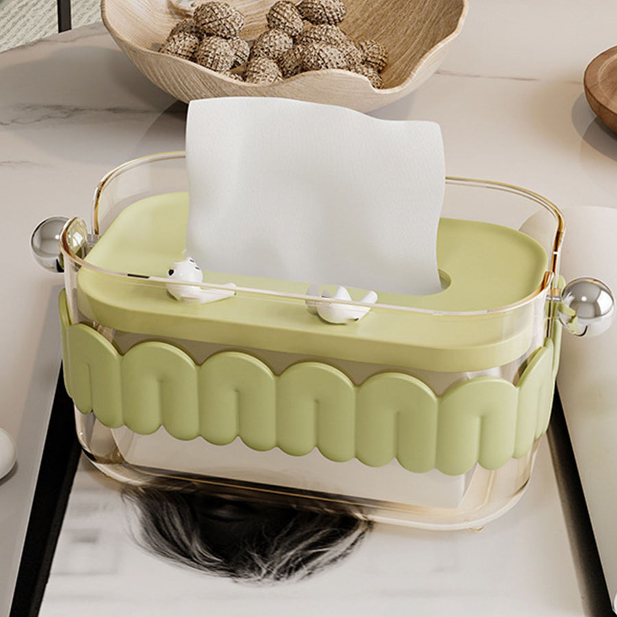 Tissue Dispenser Box Modern Cute Home Desktop Plastic Tissue Container for Living Room Dining Room Kitchen Green