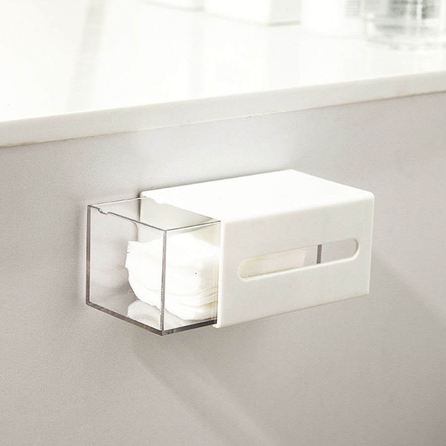 Wall Mount Drawer Organizer Mini Dustproof Clear Plastic Cotton Swab Storage Box for Bathroom