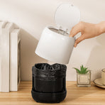 Desktop Trash Can with Lid Rounded Edges Large Opening Prevent Slip Mini Trash Can for Office Bedroom Bedside