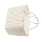 Imitation Rattan Woven Basket Plastic Handheld Fruit Storage Basket Beige for Home