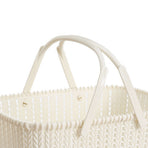 Imitation Rattan Woven Basket Plastic Handheld Fruit Storage Basket Beige for Home