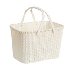 Imitation Rattan Woven Basket Plastic Handheld Fruit Storage Basket Beige for Home
