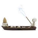 Skeleton Boat Incense Burner Holder Creative Incense Ash Catcher Tray Incense Stick Holder Desk Decorations