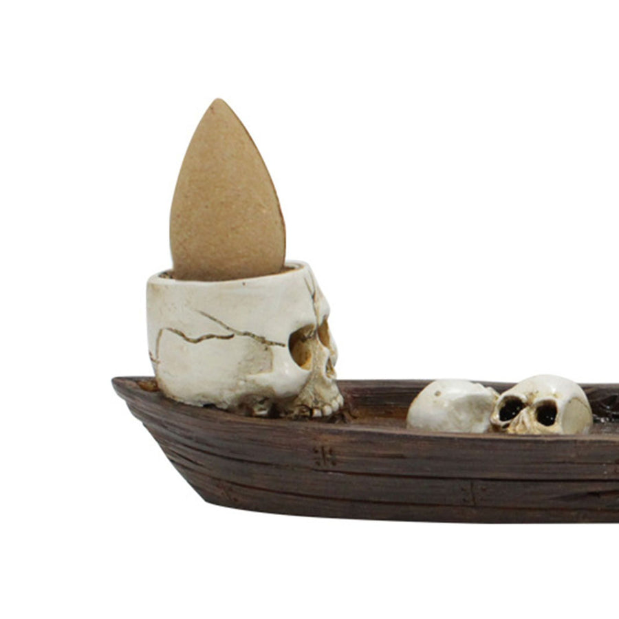 Skeleton Boat Incense Burner Holder Creative Incense Ash Catcher Tray Incense Stick Holder Desk Decorations