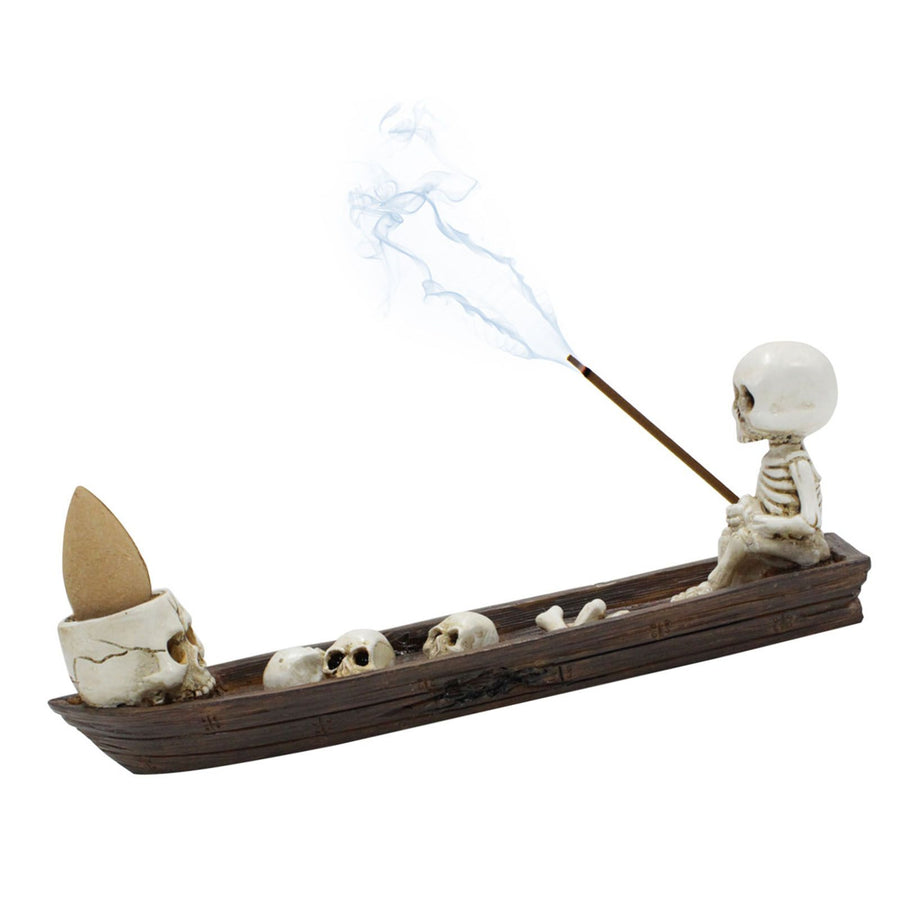 Skeleton Boat Incense Burner Holder Creative Incense Ash Catcher Tray Incense Stick Holder Desk Decorations