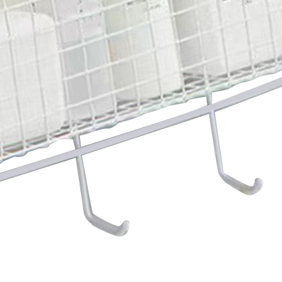 Wall Mount Storage Basket Multifunctional Iron Wall Hanging Organizer Rack with Hook for Kitchen Bathroom White