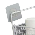 Wall Mount Storage Basket Multifunctional Iron Wall Hanging Organizer Rack with Hook for Kitchen Bathroom White