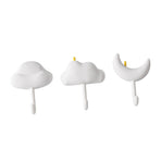 3pcs Cute Hooks Strong Load Bearing Adhesive Coat Wall Hooks for Kitchen Bathroom Living Room White