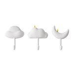 3pcs Cute Hooks Strong Load Bearing Adhesive Coat Wall Hooks for Kitchen Bathroom Living Room White