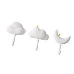 3pcs Cute Hooks Strong Load Bearing Adhesive Coat Wall Hooks for Kitchen Bathroom Living Room White