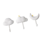 3pcs Cute Hooks Strong Load Bearing Adhesive Coat Wall Hooks for Kitchen Bathroom Living Room White