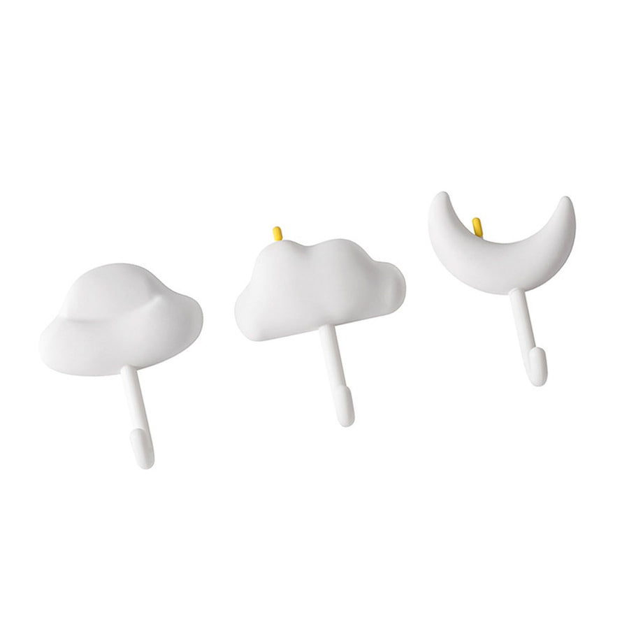 3pcs Cute Hooks Strong Load Bearing Adhesive Coat Wall Hooks for Kitchen Bathroom Living Room White