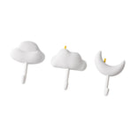 3pcs Cute Hooks Strong Load Bearing Adhesive Coat Wall Hooks for Kitchen Bathroom Living Room White