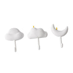 3pcs Cute Hooks Strong Load Bearing Adhesive Coat Wall Hooks for Kitchen Bathroom Living Room White
