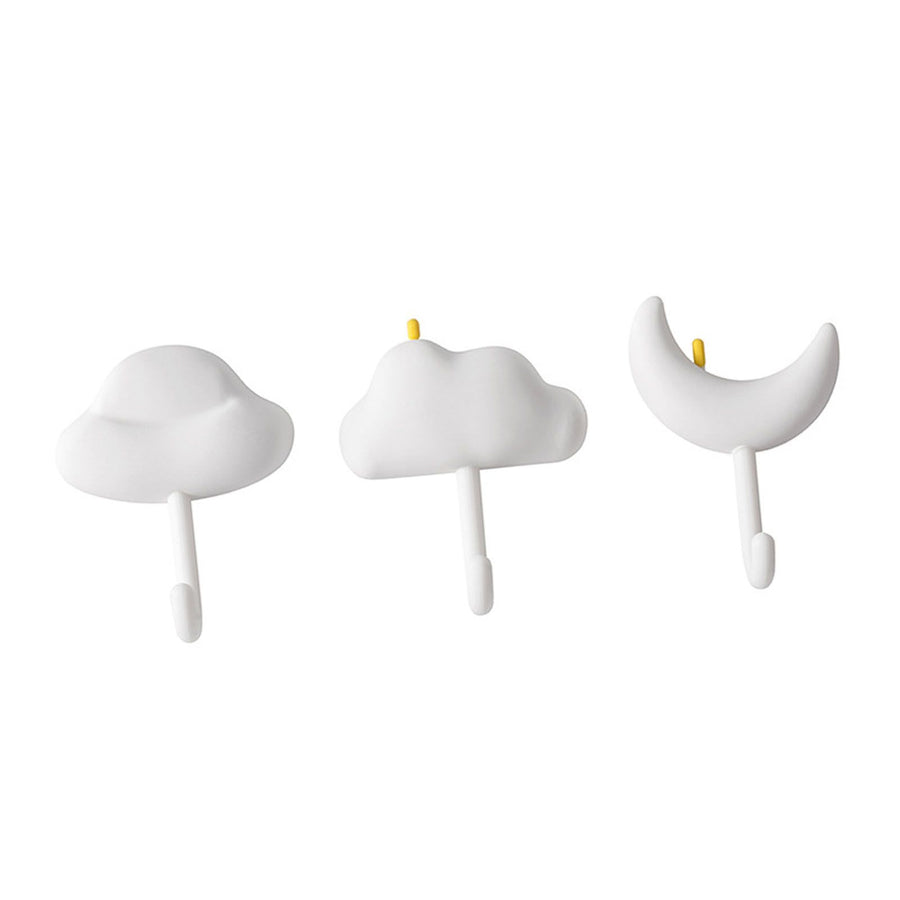 3pcs Cute Hooks Strong Load Bearing Adhesive Coat Wall Hooks for Kitchen Bathroom Living Room White