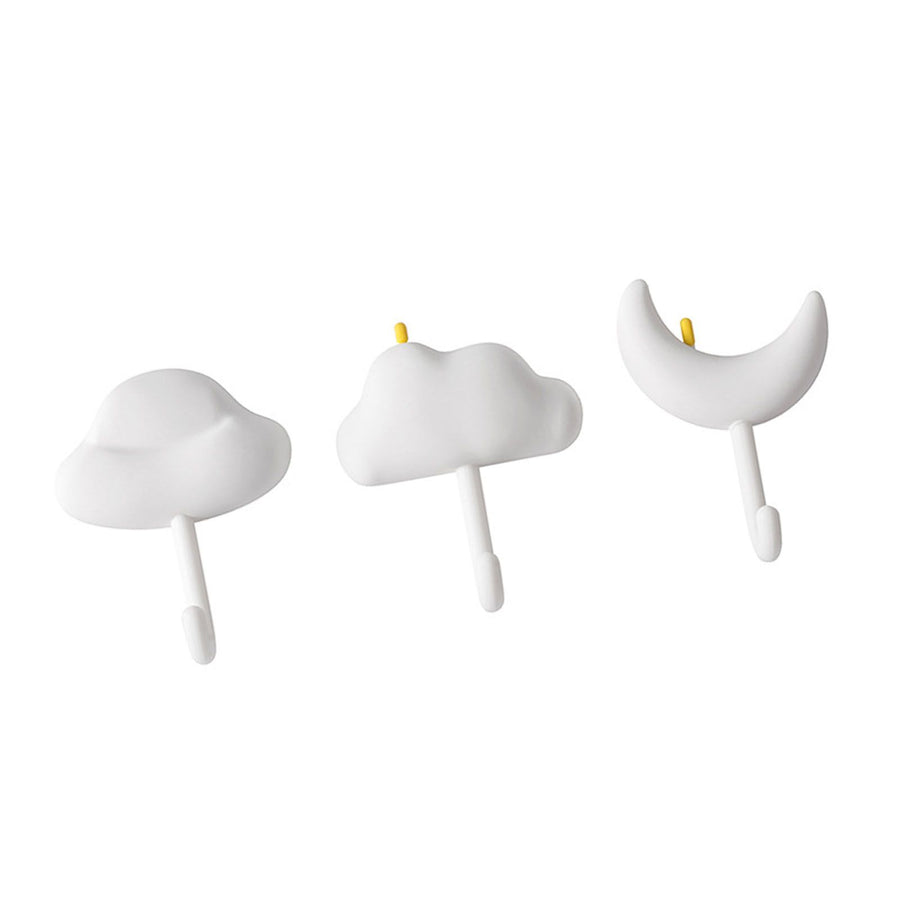 3pcs Cute Hooks Strong Load Bearing Adhesive Coat Wall Hooks for Kitchen Bathroom Living Room White