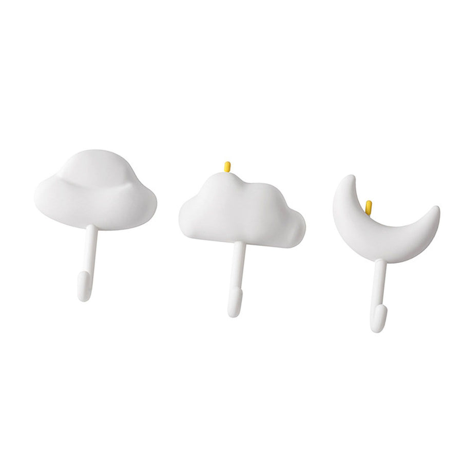3pcs Cute Hooks Strong Load Bearing Adhesive Coat Wall Hooks for Kitchen Bathroom Living Room White