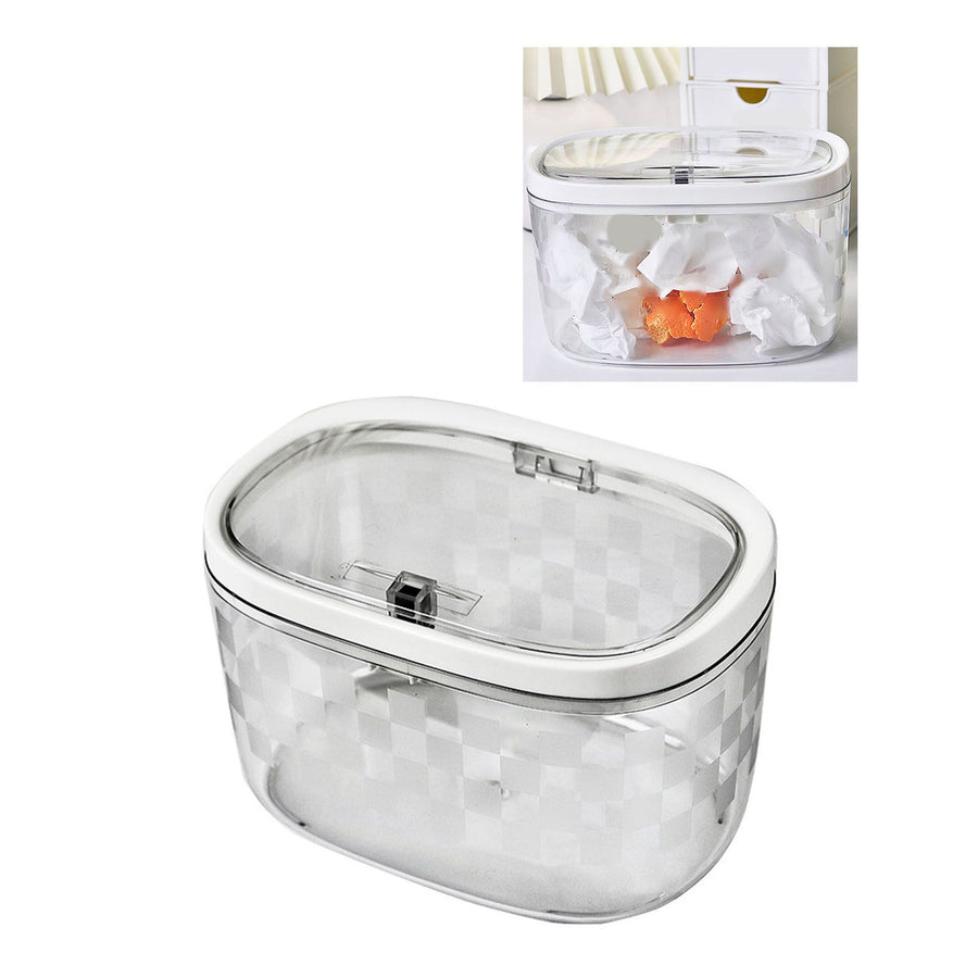Desktop Trash Can Plastic Press Desktop Trash Can Car Bedroom Transparent Desktop Garbage Can Transparent White
