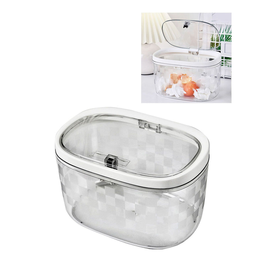 Desktop Trash Can Plastic Press Desktop Trash Can Car Bedroom Transparent Desktop Garbage Can Transparent White