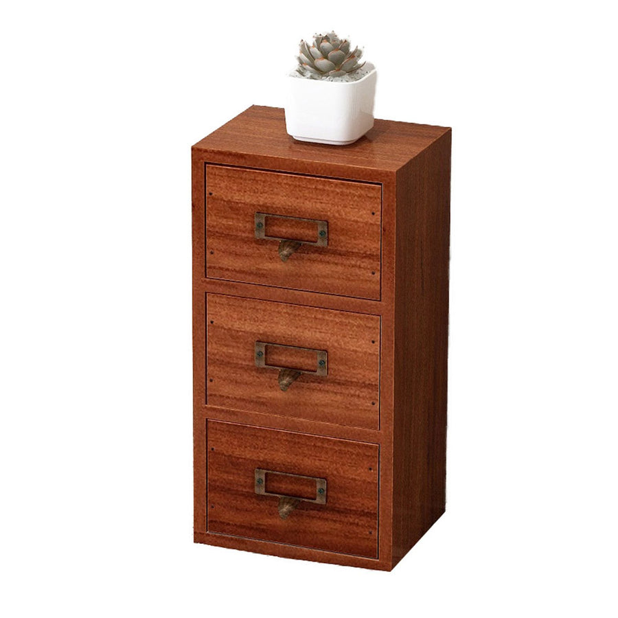 Jewelry Box with 3 Drawers Wooden Retro Desktop Storage Organizer Cabinet for Home School Office Supplies Necklaces Earrings Watch