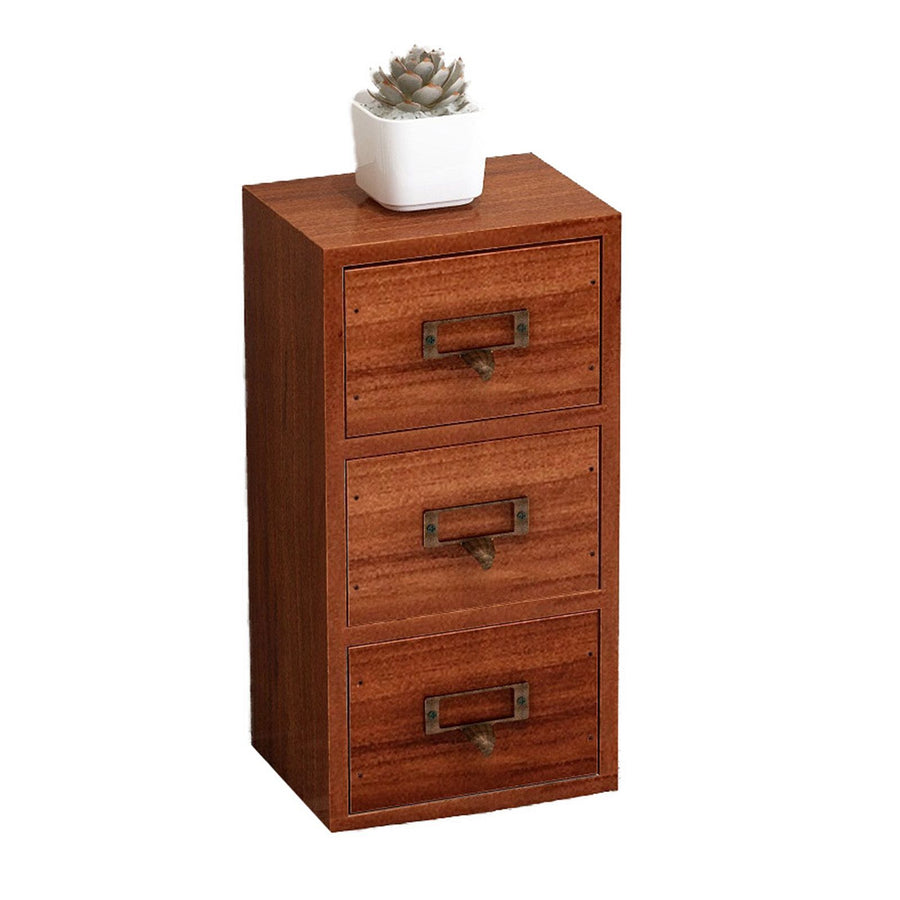 Jewelry Box with 3 Drawers Wooden Retro Desktop Storage Organizer Cabinet for Home School Office Supplies Necklaces Earrings Watch