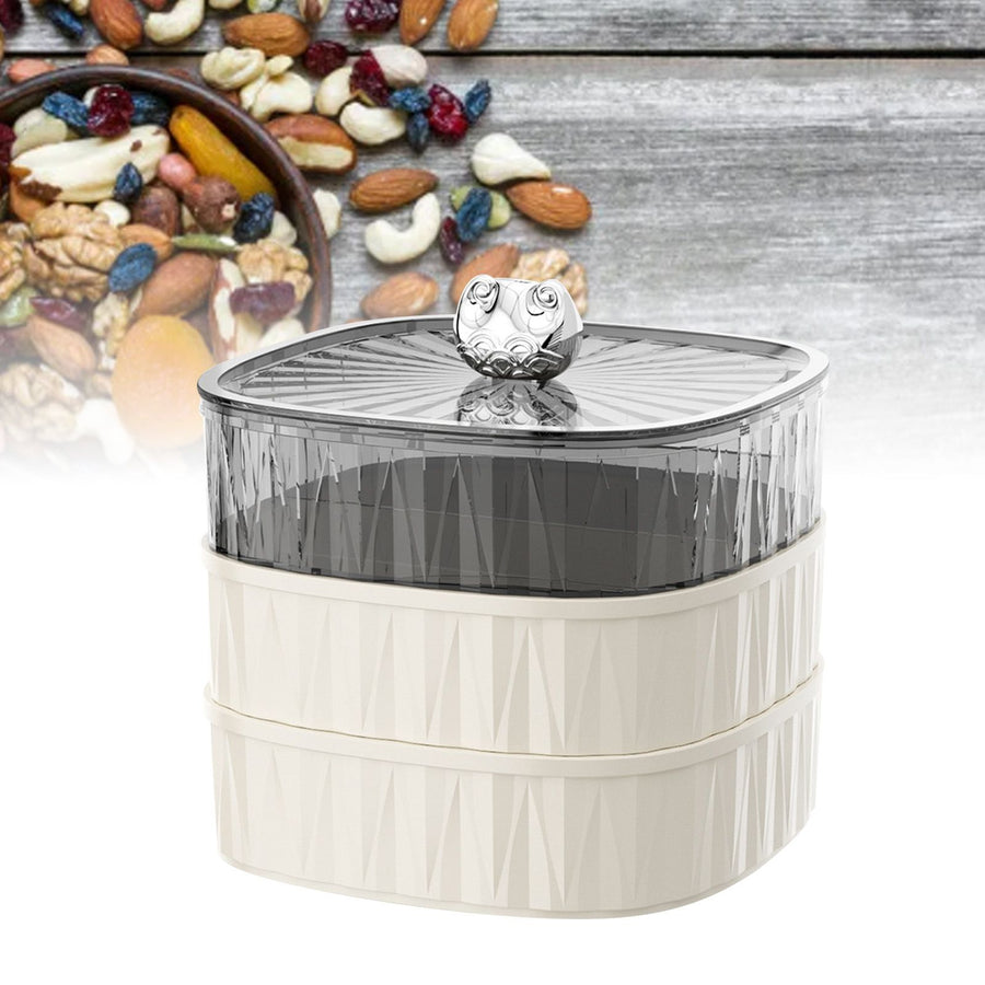 Multi Layer Dry Fruit Tray Stackable Plastic Snack Candy Storage Box Serving Tray Platter with Lid for Home