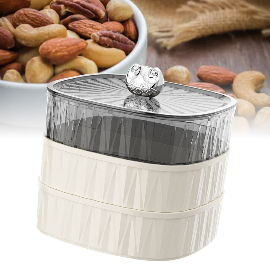 Multi Layer Dry Fruit Tray Stackable Plastic Snack Candy Storage Box Serving Tray Platter with Lid for Home