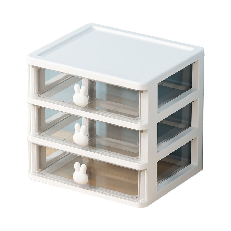 Desk Organizer Clear Plastic Desk Storage Box with 3 Drawers for Office Supplies Makeup