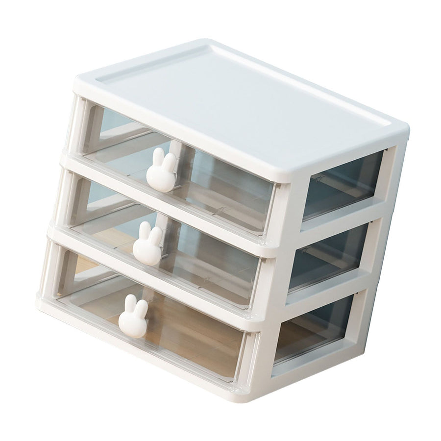 Desk Organizer Clear Plastic Desk Storage Box with 3 Drawers for Office Supplies Makeup