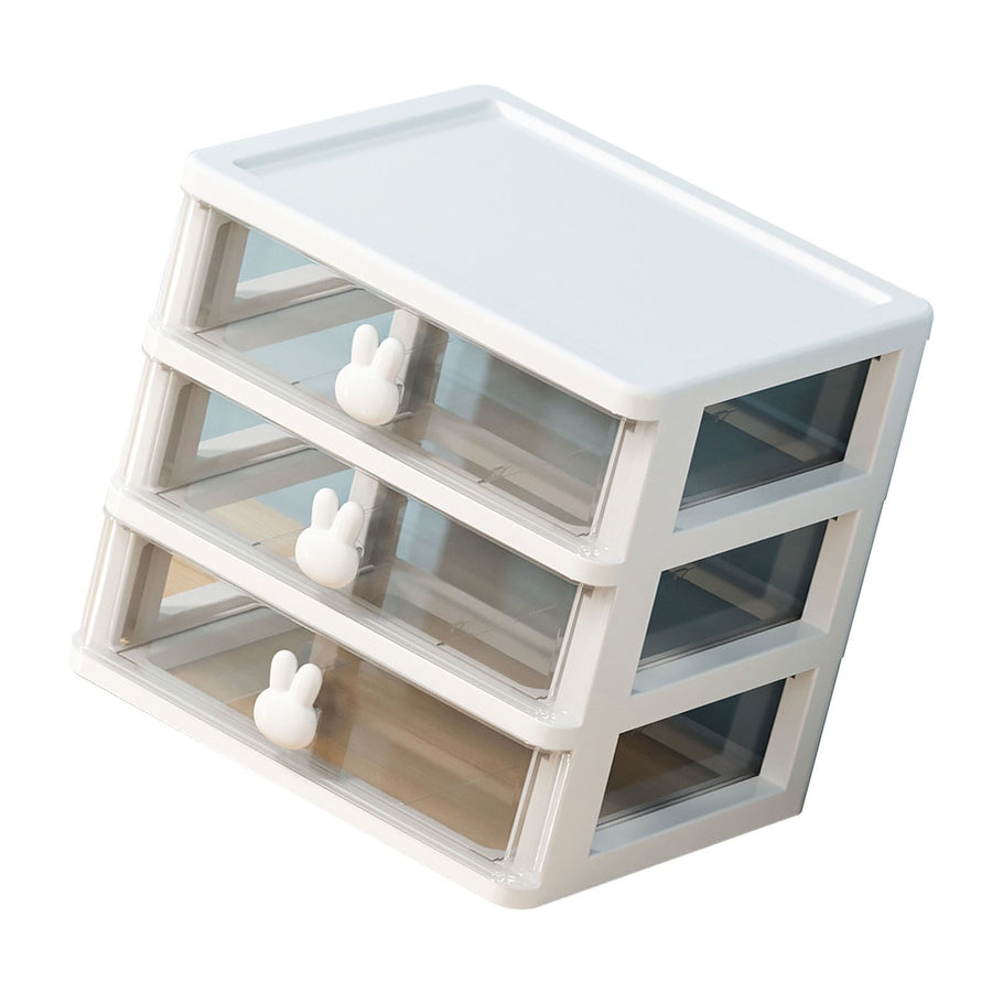 Desk Organizer Clear Plastic Desk Storage Box with 3 Drawers for Office Supplies Makeup