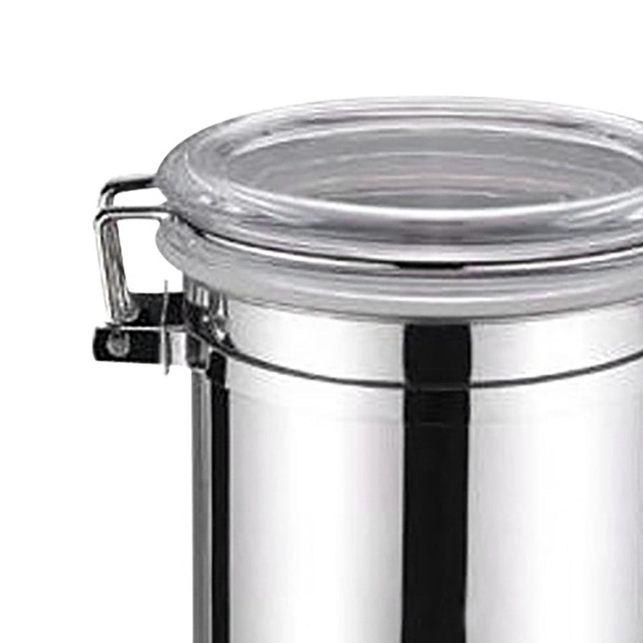 Stainless Steel Canister Airtight Kitchen Food Storage Keeping Home Coffee Milk Powder Tea Sealed Jar 10x12.5cm