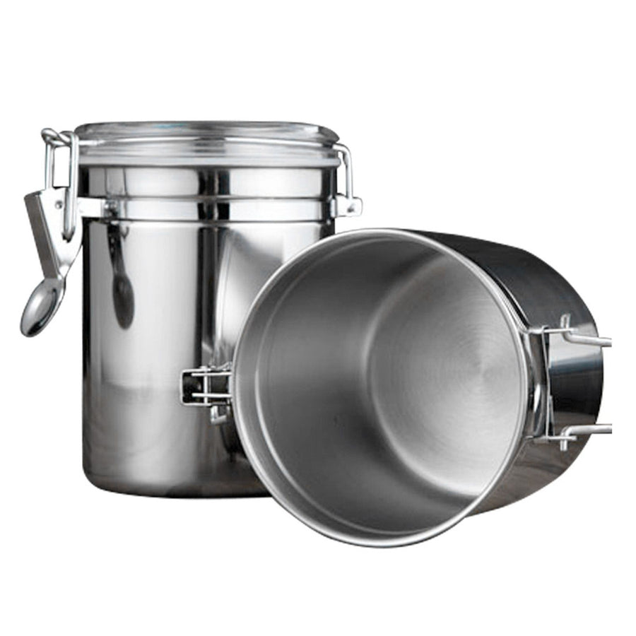 Stainless Steel Canister Airtight Kitchen Food Storage Keeping Home Coffee Milk Powder Tea Sealed Jar 10x16cm