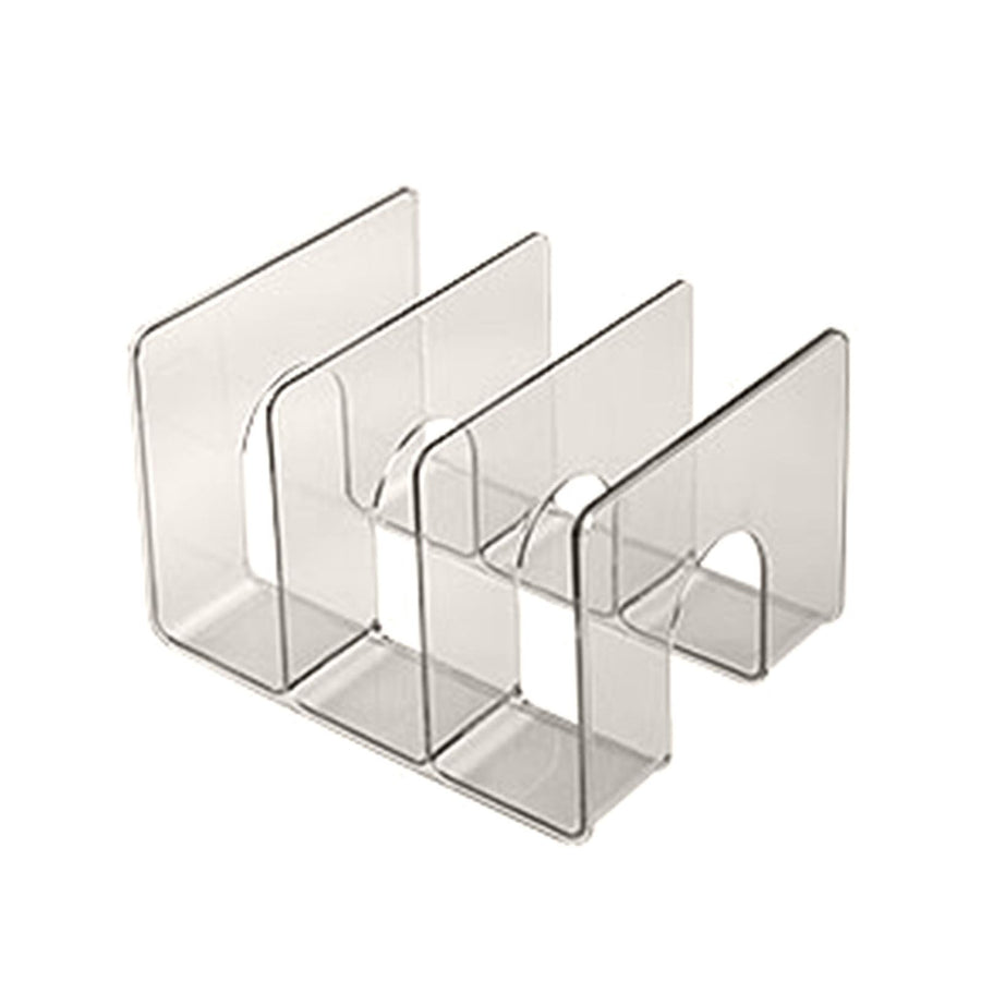 Desktop 3 Grid Bookend Transparent Vertical Book Organizer Divider Book Desktop Shelf for School Home Gray