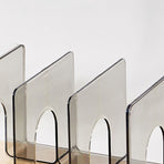 Desktop 3 Grid Bookend Transparent Vertical Book Organizer Divider Book Desktop Shelf for School Home Gray