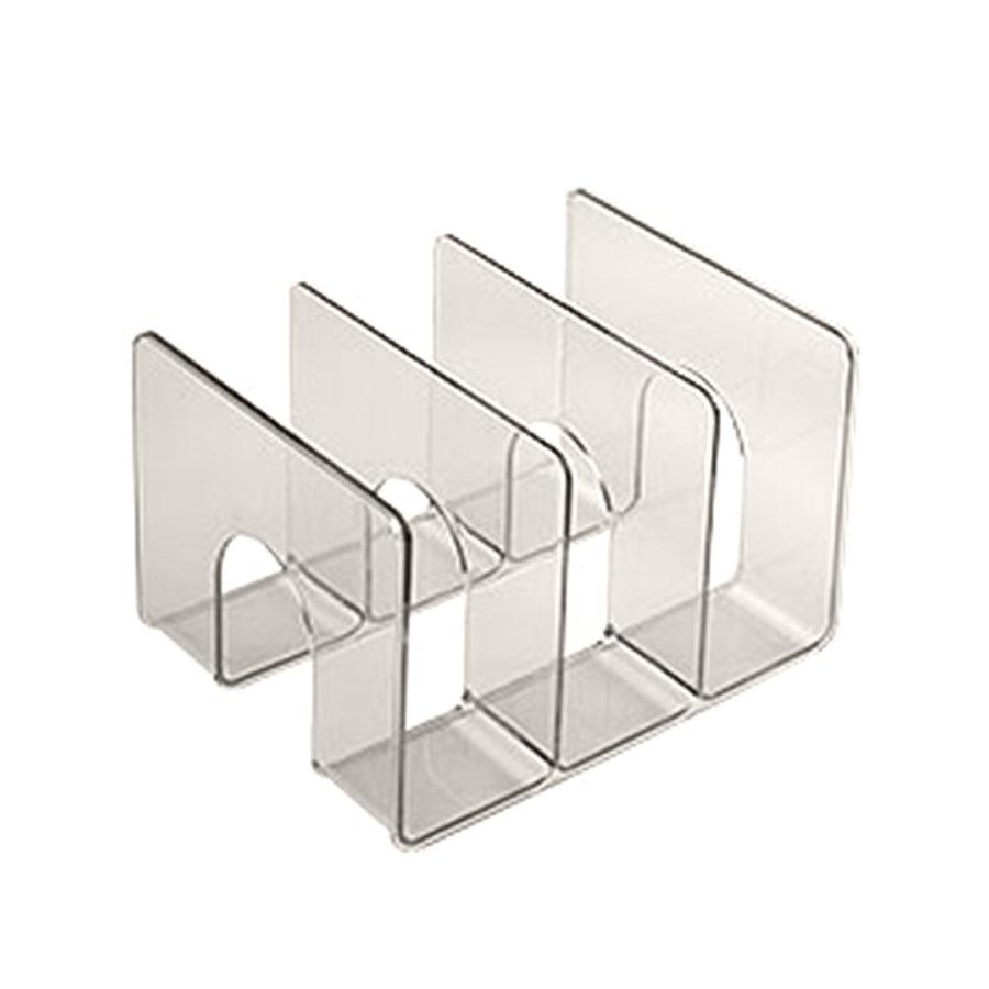 Desktop 3 Grid Bookend Transparent Vertical Book Organizer Divider Book Desktop Shelf for School Home Gray