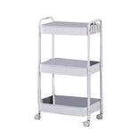 3 Tier Utility Rolling Cart with Caster Wheels Movable Multifunctional Storage Cart for Kitchen Bathroom White 3 Layers
