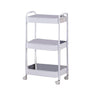 3 Tier Utility Rolling Cart with Caster Wheels Movable Multifunctional Storage Cart for Kitchen Bathroom White 3 Layers