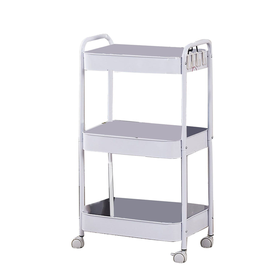 3 Tier Utility Rolling Cart with Caster Wheels Movable Multifunctional Storage Cart for Kitchen Bathroom White 3 Layers
