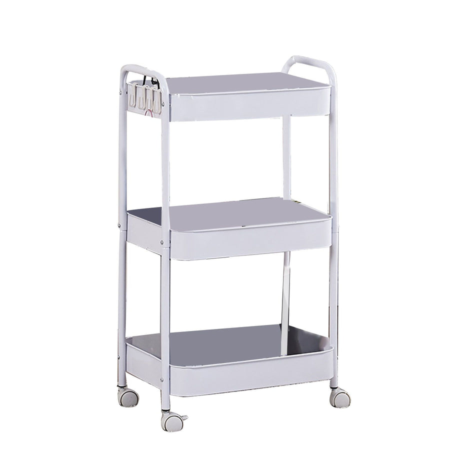 3 Tier Utility Rolling Cart with Caster Wheels Movable Multifunctional Storage Cart for Kitchen Bathroom White 3 Layers