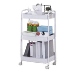 3 Tier Utility Rolling Cart with Caster Wheels Movable Multifunctional Storage Cart for Kitchen Bathroom White 3 Layers