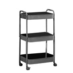 3 Tier Utility Rolling Cart with Caster Wheels Movable Multifunctional Storage Cart for Kitchen Bathroom Black 3 Layers