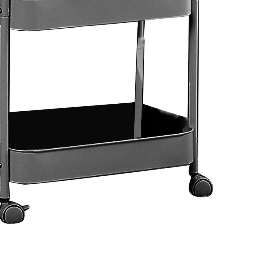 3 Tier Utility Rolling Cart with Caster Wheels Movable Multifunctional Storage Cart for Kitchen Bathroom Black 3 Layers